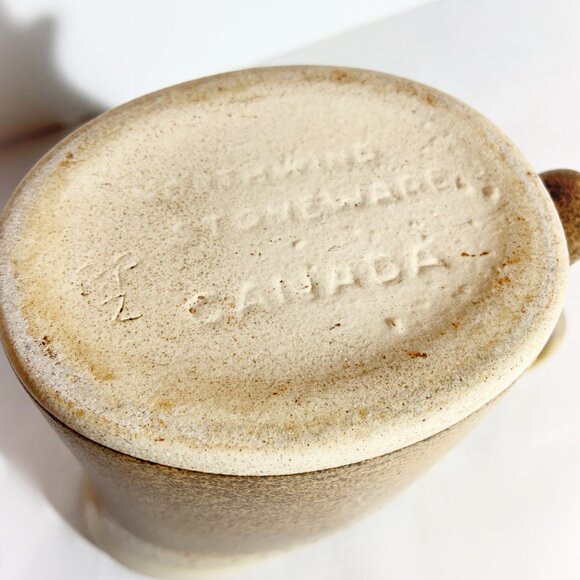 Vintage Stoneware Art Pottery Water Pitcher / Milk Jug / Vase / Made in Canada - Picture 10 of 11